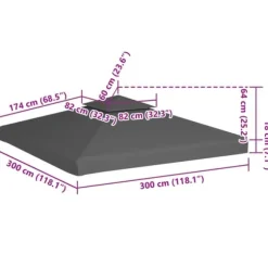 Pavillontopdække 2-lags 3x3 m - Vandafvisende baldakin | Farve: Gråbrun | 310 g/m²