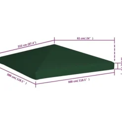 Pavillontopdække 3x3 m - Vandresistent polyester | Farve: Grøn | 310 g/m²