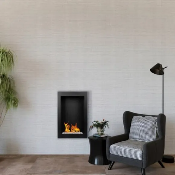 Pejs Bio pejs Vægmonteret biopejs ethanol pejs VERTICAL 61 cm x 39 cm x 12 cm sort økologisk pejs