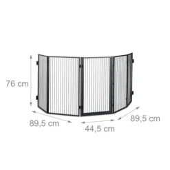 Pejseskærm, Metal, 76x223,5x1,3 cm, Sort