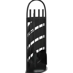 Pejsesæt 5 dele - Robust stål med dekorativt stativ | Størrelse: 23x15x66 cm