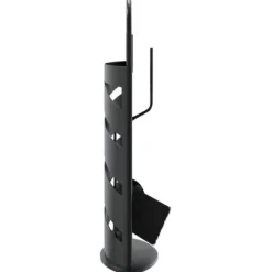 Pejsesæt 5 dele - Robust stål med dekorativt stativ | Størrelse: 23x15x66 cm