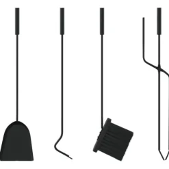 Pejsesæt 5 dele - Robust stål med dekorativt stativ | Størrelse: 23x15x66 cm