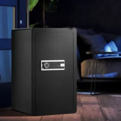 Pengeskab 3,5 cu.ft med nøglelås, adgangskode og fingeraftryk, enkeltdørs, sort