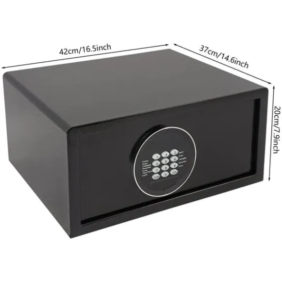 Pengeskab - Digital kode & nøgle - 30 L - Stål - USB nødstrøm - Vægmonterbar/Fritstående - Sort