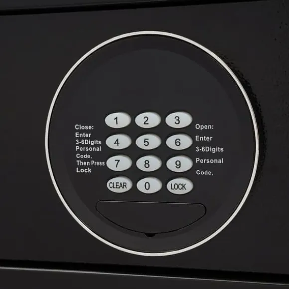 Pengeskab - Digital kode & nøgle - 30 L - Stål - USB nødstrøm - Vægmonterbar/Fritstående - Sort