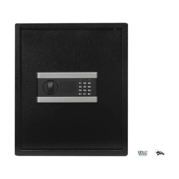 Pengeskab - Elektronisk digital kodelås - Intelligent alarm - Nødnøgler - Tredobbelt tyverisikringslås - 38×31×45 cm - CE-certificeret - Sort