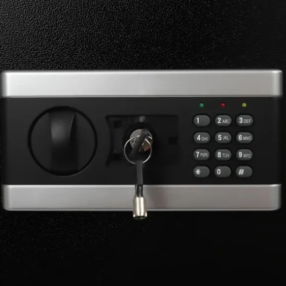 Pengeskab - Elektronisk digital kodelås - Intelligent alarm - Nødnøgler - Tredobbelt tyverisikringslås - 38×31×45 cm - CE-certificeret - Sort