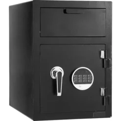 Pengeskab 1,2 kubikfod, Frontmonteret, Stor Kapacitet, Digital Tastatur, 2-lags Opbevaringsboks, Sort, Reservenøgler, Kontanter, Smykker, Dokumenter | CDON