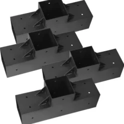Pergola beslagssæt, T-formet 4-pak, 92x92 mm, sort, stål