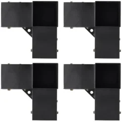 Pergola beslagssæt, 3-vejs kraftigt hjørnebeslag, 10,2x10,2x15,2 cm, sort, stål