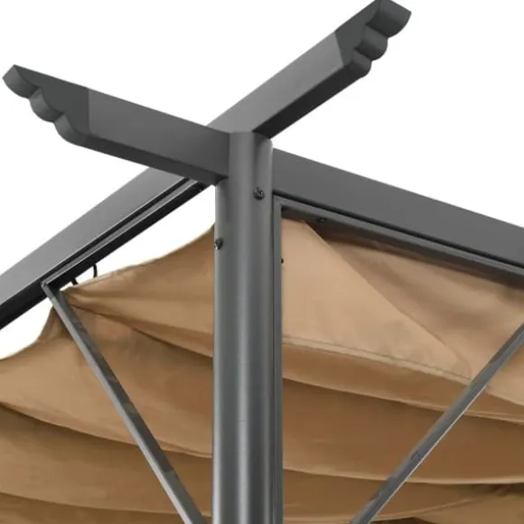 Pergola med sammenrulleligt tag 3x3 m | Stål | Farve: Gråbrun | 180 g/m²