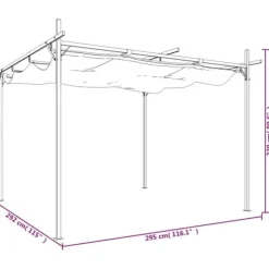 Pergola med sammenrulleligt tag - UV-resistent & robust | Størrelse: 295x292x230 cm | Farve: Gråbrun