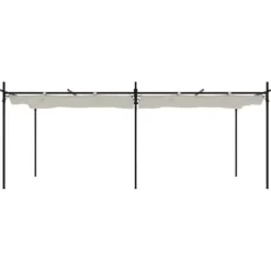 Pergola med sammenrulleligt tag - UV-resistent | Farve: Creme | Størrelse: 589x292x230 cm