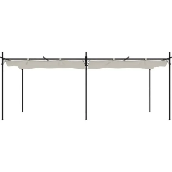 Pergola med sammenrulleligt tag - UV-resistent | Farve: Creme | Størrelse: 589x292x230 cm