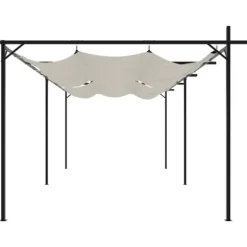 Pergola med sammenrulleligt tag - UV-resistent | Farve: Creme | Størrelse: 589x292x230 cm