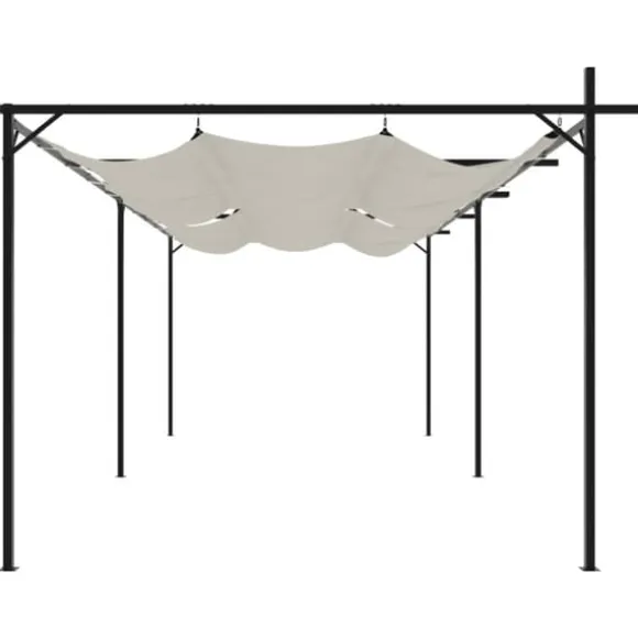 Pergola med sammenrulleligt tag - UV-resistent | Farve: Creme | Størrelse: 589x292x230 cm