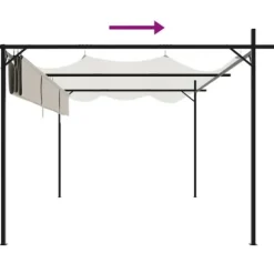 Pergola med sammenrulleligt tag - Stabil struktur | Farve: Cremefarvet | Størrelse: 395x292x230 cm