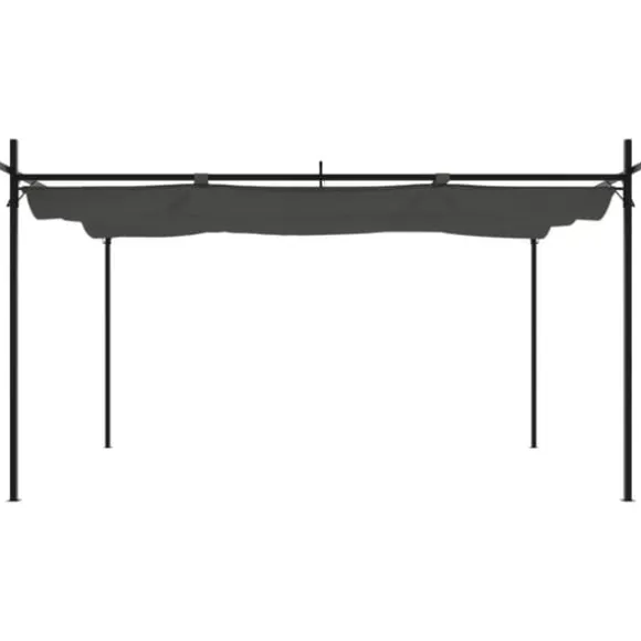 Pergola med sammenrulleligt tag - Udendørs pavillon | Størrelse: 395x292x230 cm | Farve: Antracitgrå