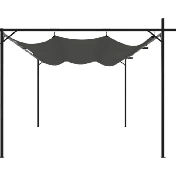 Pergola med sammenrulleligt tag - Udendørs pavillon | Størrelse: 395x292x230 cm | Farve: Antracitgrå