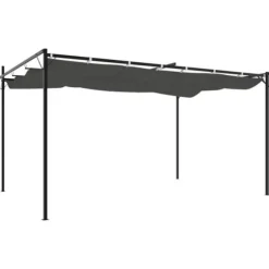 Pergola med sammenrulleligt tag - Udendørs pavillon | Størrelse: 395x292x230 cm | Farve: Antracitgrå