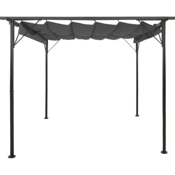 Pergola med sammenrulleligt tag 3x3 m 180 g/m² antracitgrå - Pergola - Pergolaer - Home & Living