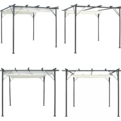 Pergola med tilbagetrækkeligt tag 3x3 m stål cremefarvet - Pergola - Pergolaer - Home & Living