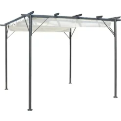 Pergola med tilbagetrækkeligt tag 3x3 m stål cremefarvet - Pergola - Pergolaer - Home & Living