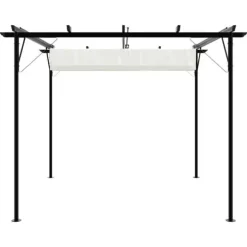 Pergola med tilbagetrækkeligt tag 3x3 m - Pulverlakeret stål | Farve: Creme