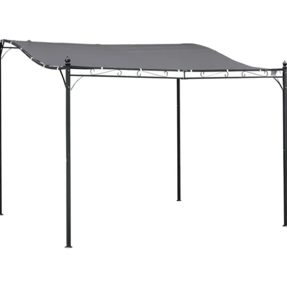 Pergola pavillon 297x297 cm, metal, grå – terrasse/altan