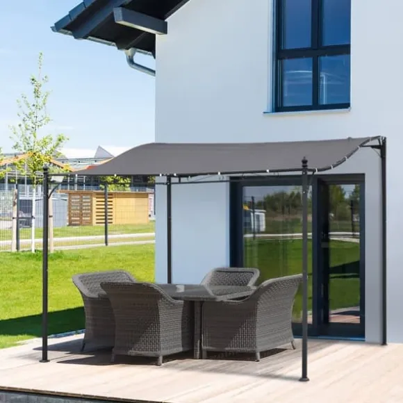 Pergola pavillon 297x297 cm, metal, grå – terrasse/altan