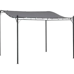 Pergola pavillon 297x297 cm, metal, grå – terrasse/altan
