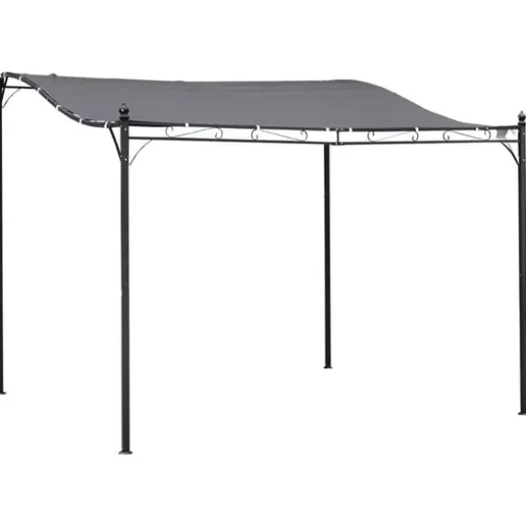 Pergola pavillon 297x297 cm, metal, grå – terrasse/altan