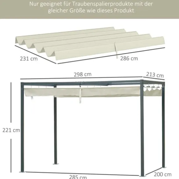 Pergola Udskiftnings Tag, 285x200 cm, Cremehvid