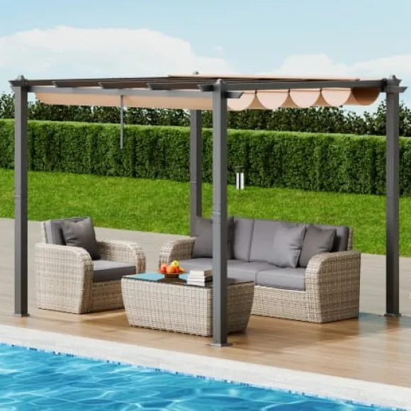 Pergola, 297x297x230 cm, Beige, Aluminium