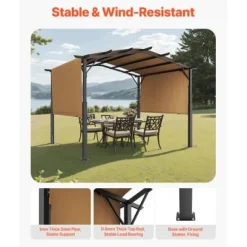 Pergola, 365x305x254 cm, Beige, Metal