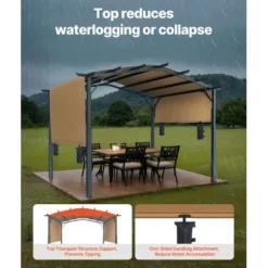 Pergola, 304.8x304.8x254 cm, Beige, Metal