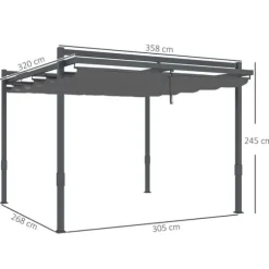 Pergola, 358x320x245 cm, Grå