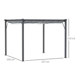Pergola, 300x300x223 cm, Grå