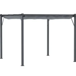 Pergola/pavillon 3×3×2,23 m, skydetag, aluminium, kulgrå/mørkegrå