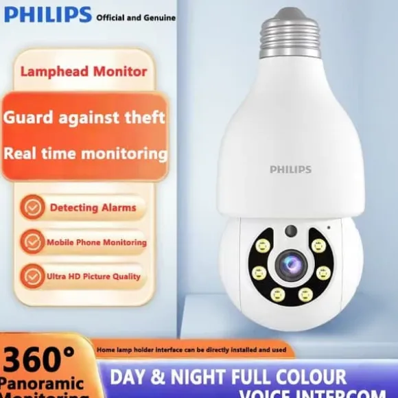Philips Lampeovervågningskamera WiFi Lampeovervågningskamera Trådløst udendørs lyspære Kamera Bevægelsesdetektering Hjemmeovervågningskamera