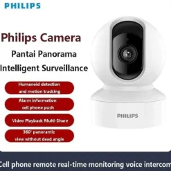 Philips TAI6000W/93 Trådløst Overvågningskamera – WiFi/4G, 1080p HD, Pan/Tilt, Bevægelsesdetektion, Nattesyn, Til Hjem og Kontor