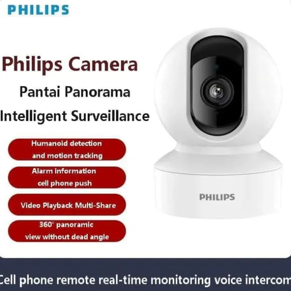 Philips TAI6000W/93 Trådløst Overvågningskamera – WiFi/4G, 1080p HD, Pan/Tilt, Bevægelsesdetektion, Nattesyn, Til Hjem og Kontor