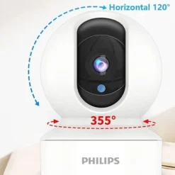 Philips TAI6000W/93 Trådløst Overvågningskamera – WiFi/4G, 1080p HD, Pan/Tilt, Bevægelsesdetektion, Nattesyn, Til Hjem og Kontor