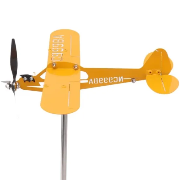 Piper J3 Cub Airplane Weathervane 3D Metal Airplane Weather Fane Udendørs tag Vindretningsindikator Haveindretning Lille