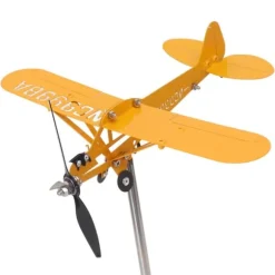 Piper J3 Cub Airplane Weathervane 3D Metal Airplane Weather Fane Udendørs Tag Vindretningsindikator Haveindretning Stor