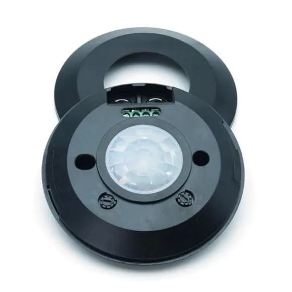 PIR bevægelsessensor loft sort rund Ø10cm ultra flad Idealed