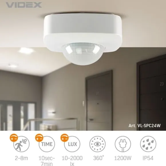 PIR udendørs bevægelses- og lyssensor 1200W IP54 8 meter Videx