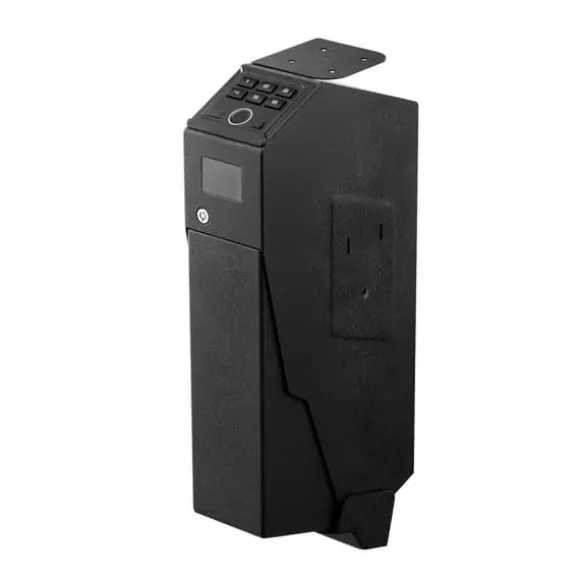 Pistolskab - Biometrisk pistolboks - Hurtig 3-vejs adgang Fingeraftryk/Kode/Nøgle - LED-lys - Til 1 pistol + magasin - Monterbar til natbord/bil