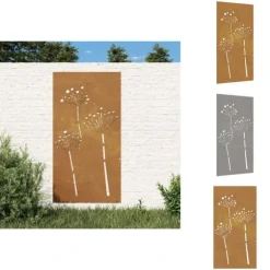 Plakater, prints & vægkunst - Living udendørs vægdekoration 105x55 cm blomsterdesign cortenstål